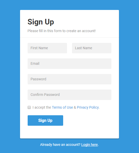 Simplified Sign Up Forms